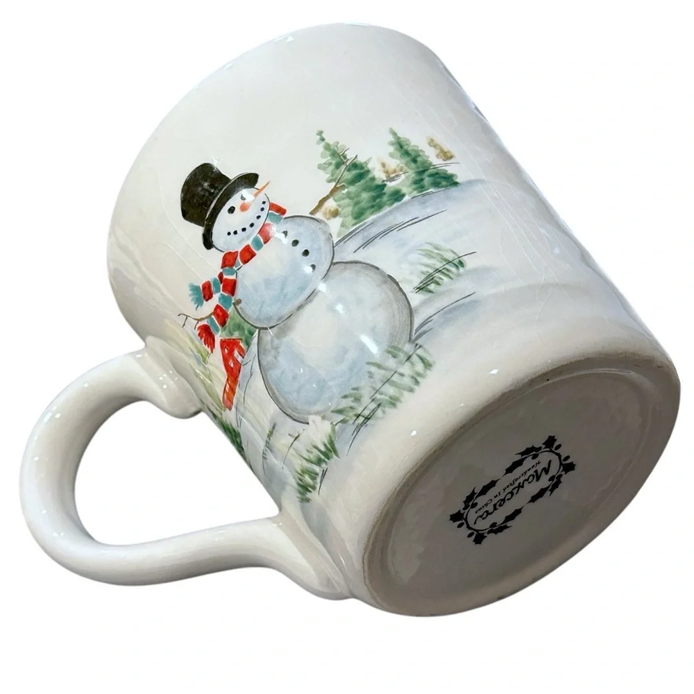 Vintage Extra-large 20 fl. oz. Maxcera Snowmen at Snowy Village Cabin Scene Mug - Picture 10 of 13